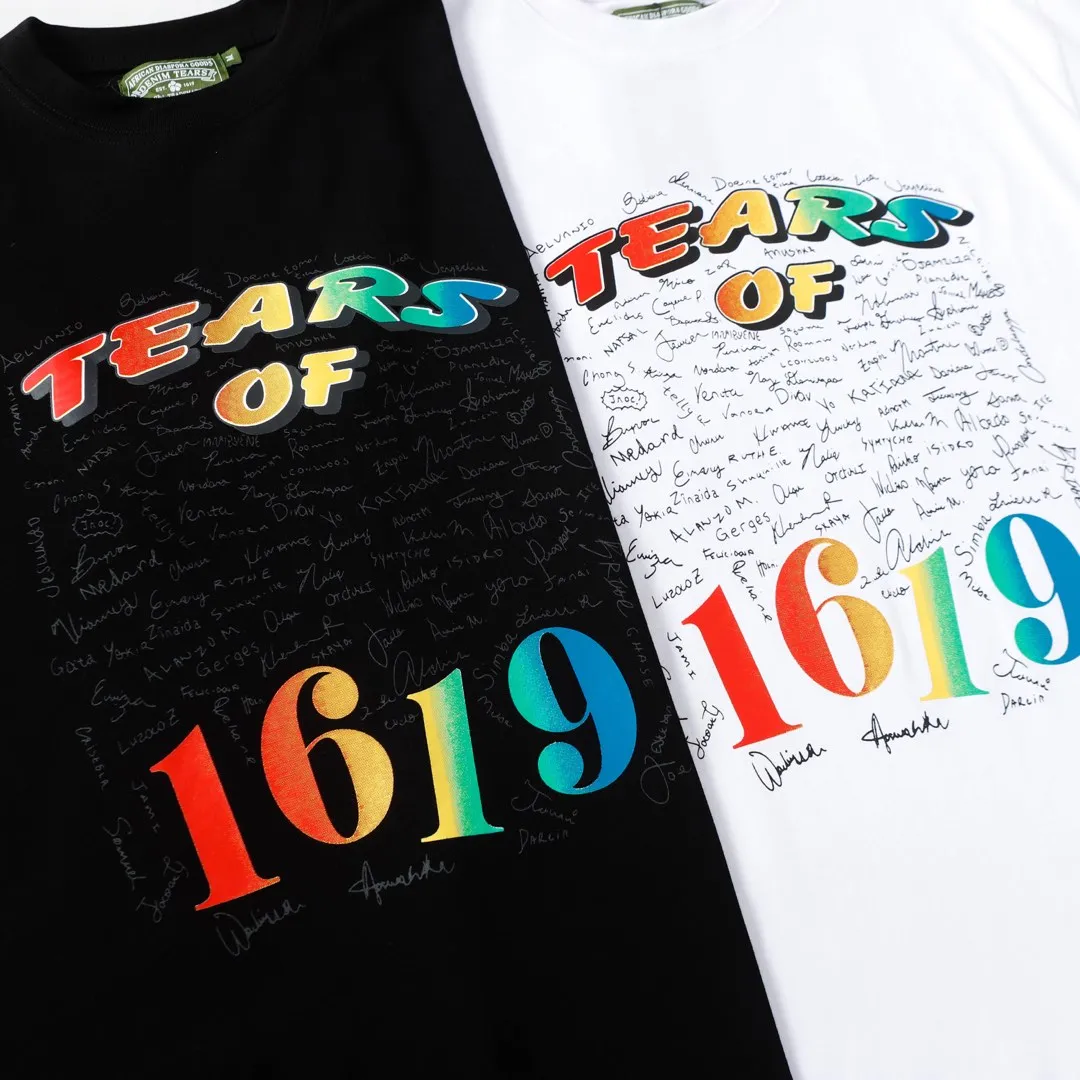DENIM TEARS kapok new short-sleeved model number: 3295P110 color: black white code number: S M L XL